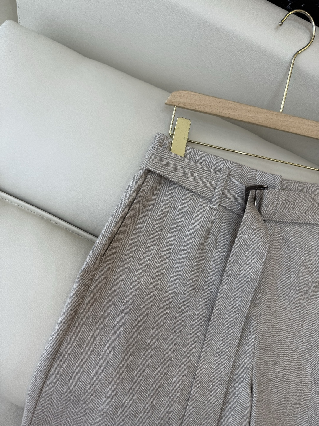 QD7957#新款裤子🌾BC 顶级版 51%羊毛 人字纹直筒裤 棕色 杏色 36-42