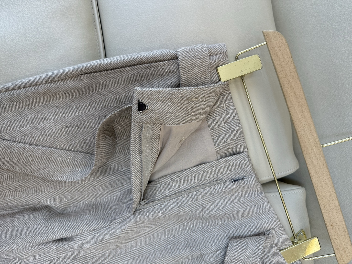 QD7957#新款裤子🌾BC 顶级版 51%羊毛 人字纹直筒裤 棕色 杏色 36-42