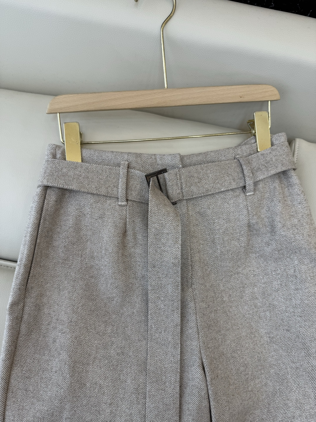 QD7957#新款裤子🌾BC 顶级版 51%羊毛 人字纹直筒裤 棕色 杏色 36-42