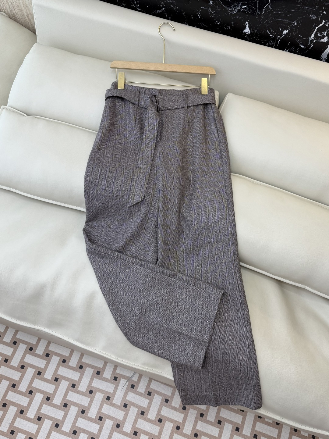 QD7957#新款裤子🌾BC 顶级版 51%羊毛 人字纹直筒裤 棕色 杏色 36-42