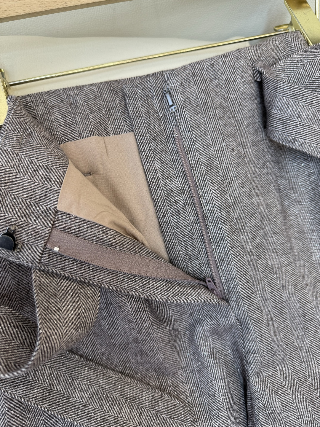 QD7957#新款裤子🌾BC 顶级版 51%羊毛 人字纹直筒裤 棕色 杏色 36-42