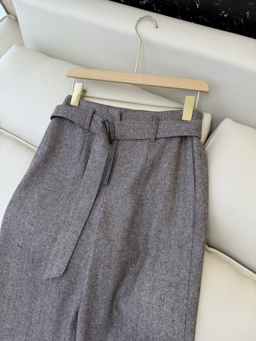 QD7957#新款裤子🌾BC 顶级版 51%羊毛 人字纹直筒裤 棕色 杏色 36-42