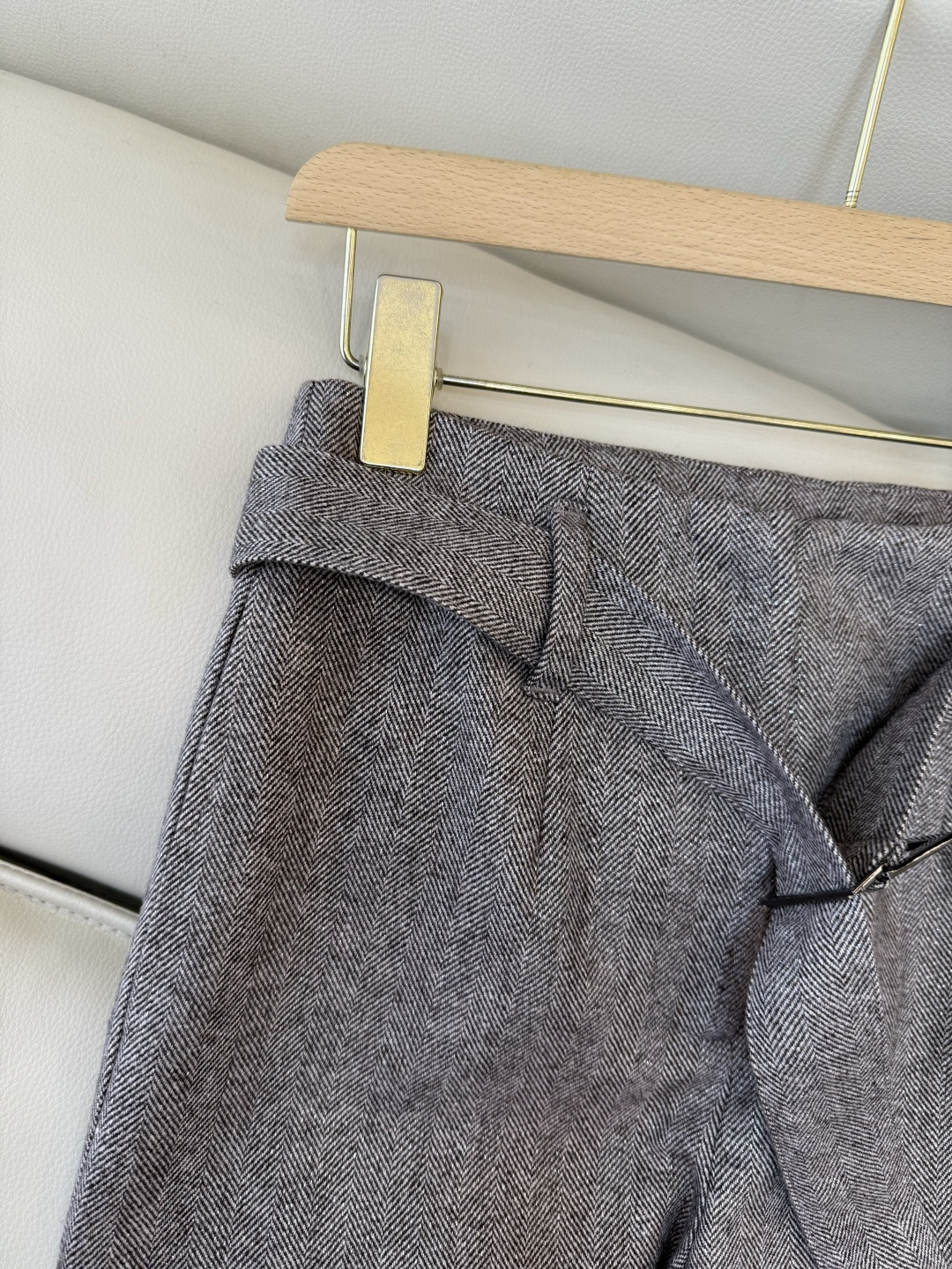 QD7957#新款裤子🌾BC 顶级版 51%羊毛 人字纹直筒裤 棕色 杏色 36-42