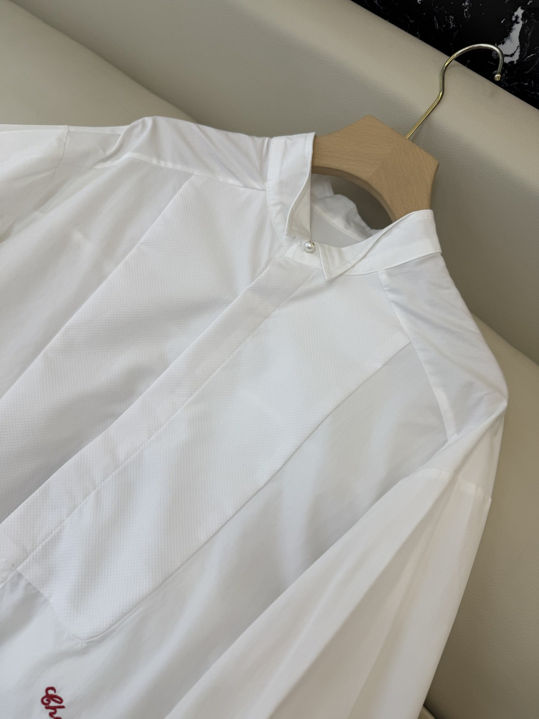 CY068#新款衬衫。chanel 绣字母 长款纯棉衬衫 白色 SML