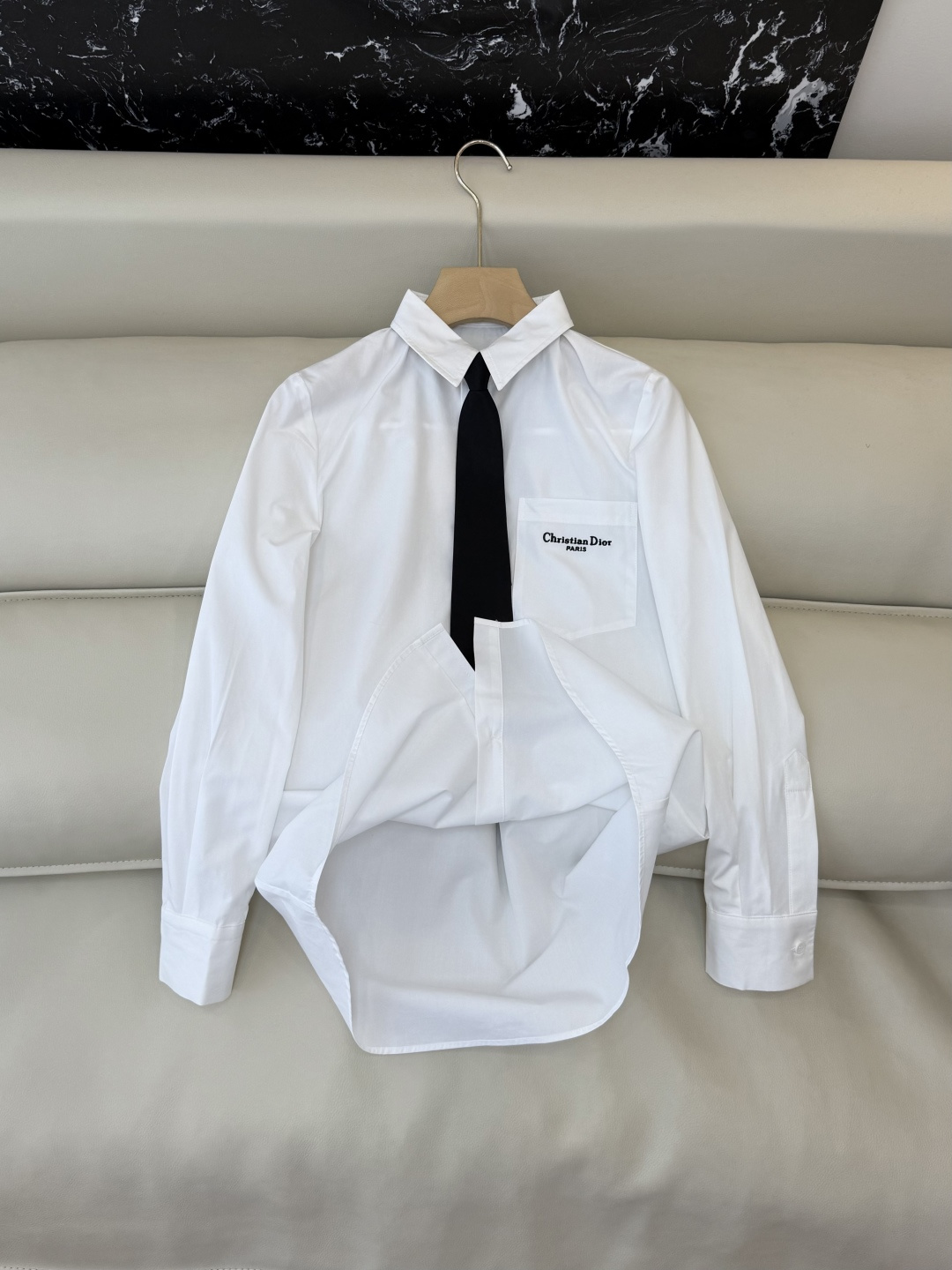 CY076#新款衬衫。Dior 小蜜蜂 绣花logo 长款纯棉衬衫 白色 SML