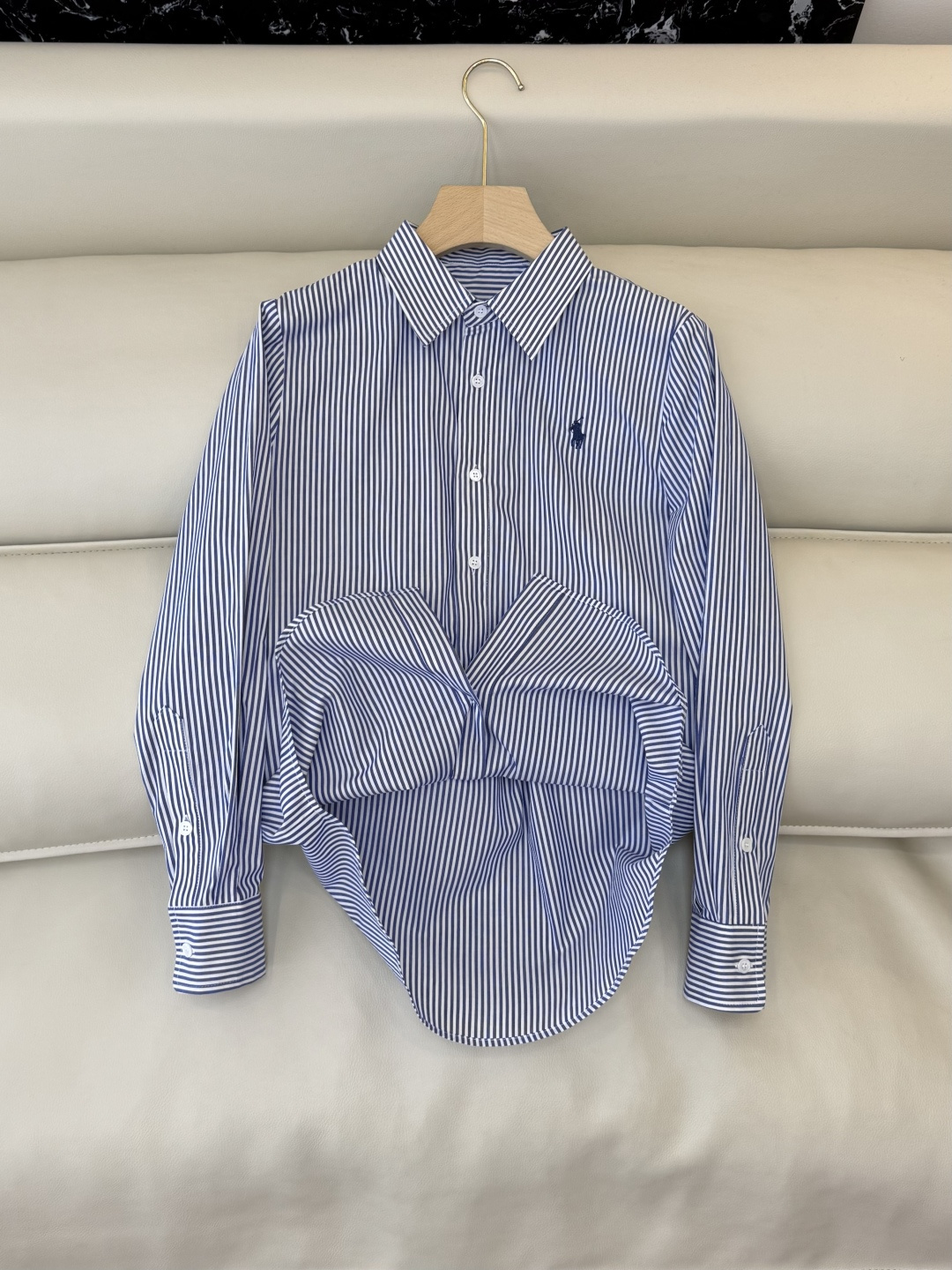 CY065#新款衬衫。polo 长袖纯棉 基础款 衬衫 白色 蓝色 条纹色 SML