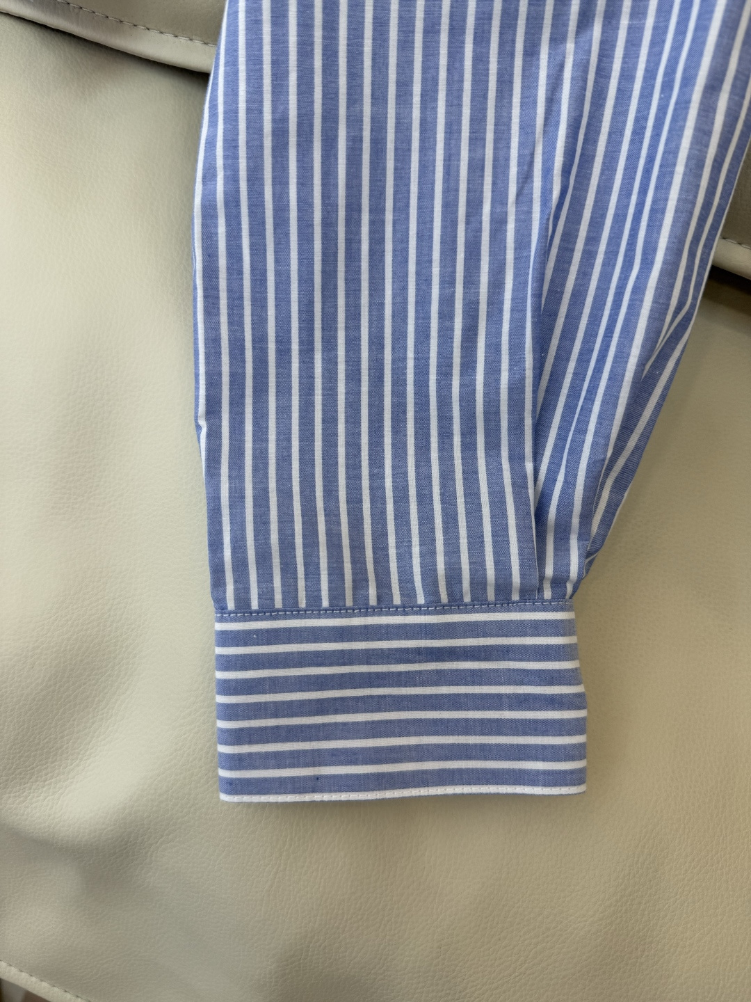 CY070#新款衬衫。Celine 绣logo 长款纯棉衬衫 蓝条纹 SML