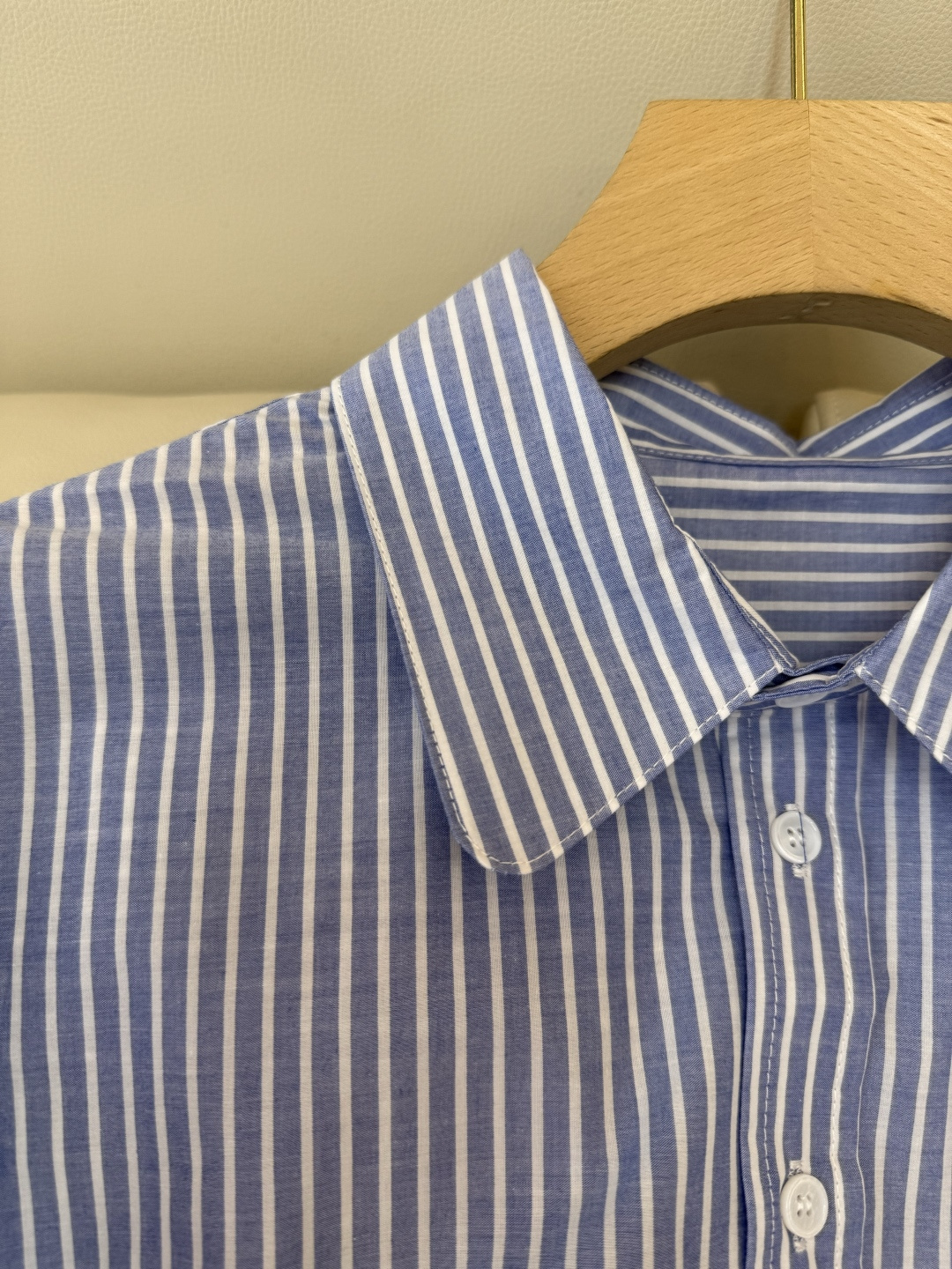 CY070#新款衬衫。Celine 绣logo 长款纯棉衬衫 蓝条纹 SML