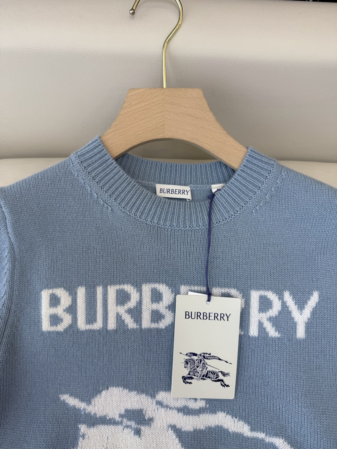 QG0133#新款毛衣‼️Bur 字母战马logo 短袖 毛衣 蓝色 白色 SML