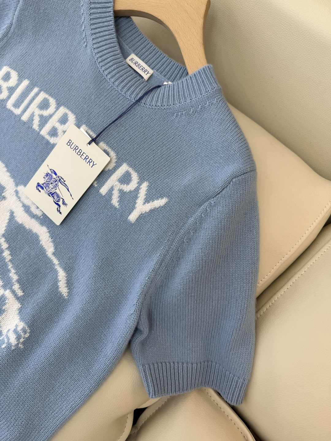 QG0133#新款毛衣‼️Bur 字母战马logo 短袖 毛衣 蓝色 白色 SML