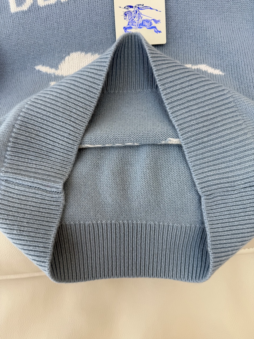 QG0133#新款毛衣‼️Bur 字母战马logo 短袖 毛衣 蓝色 白色 SML