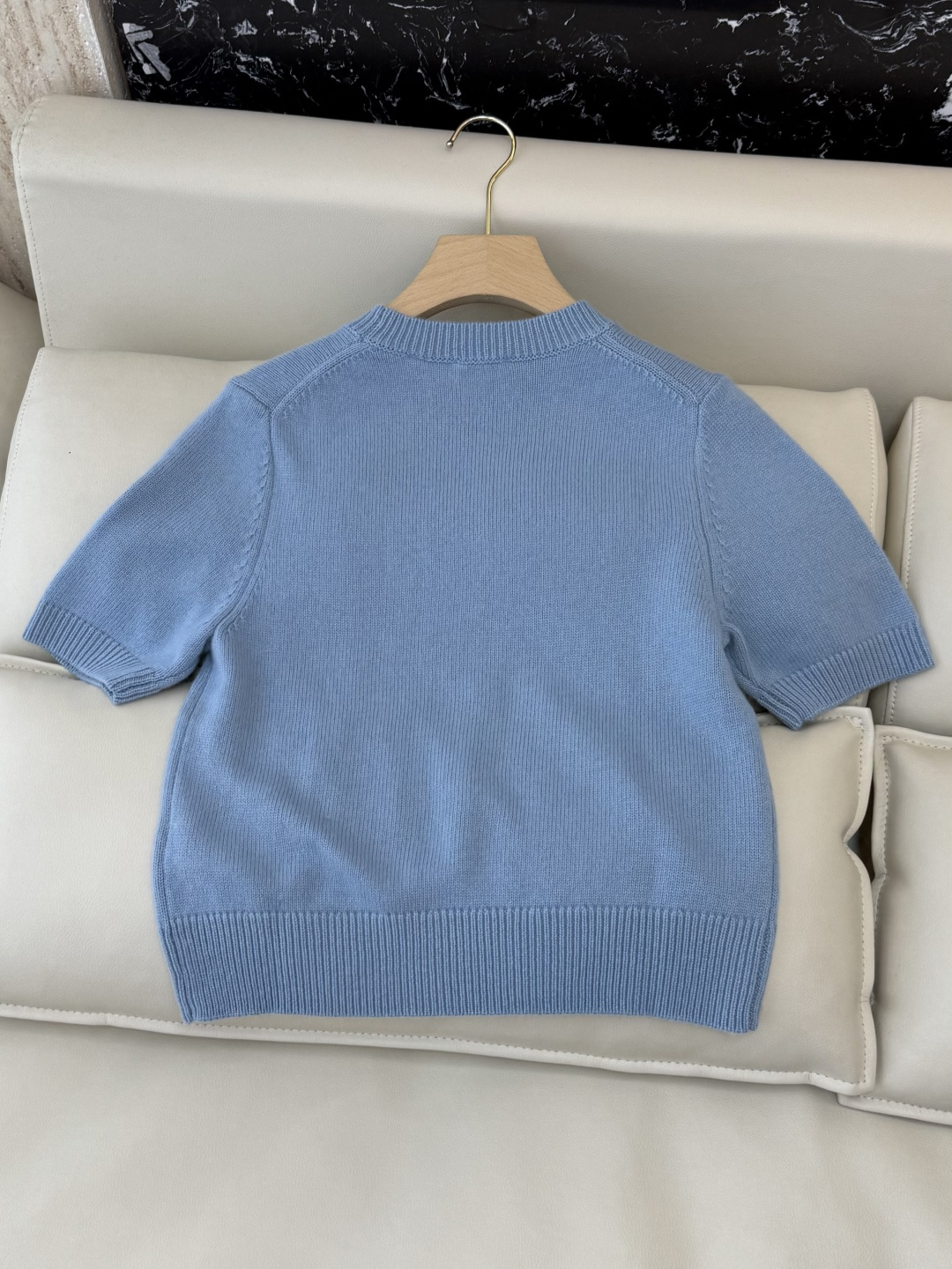 QG0133#新款毛衣‼️Bur 字母战马logo 短袖 毛衣 蓝色 白色 SML