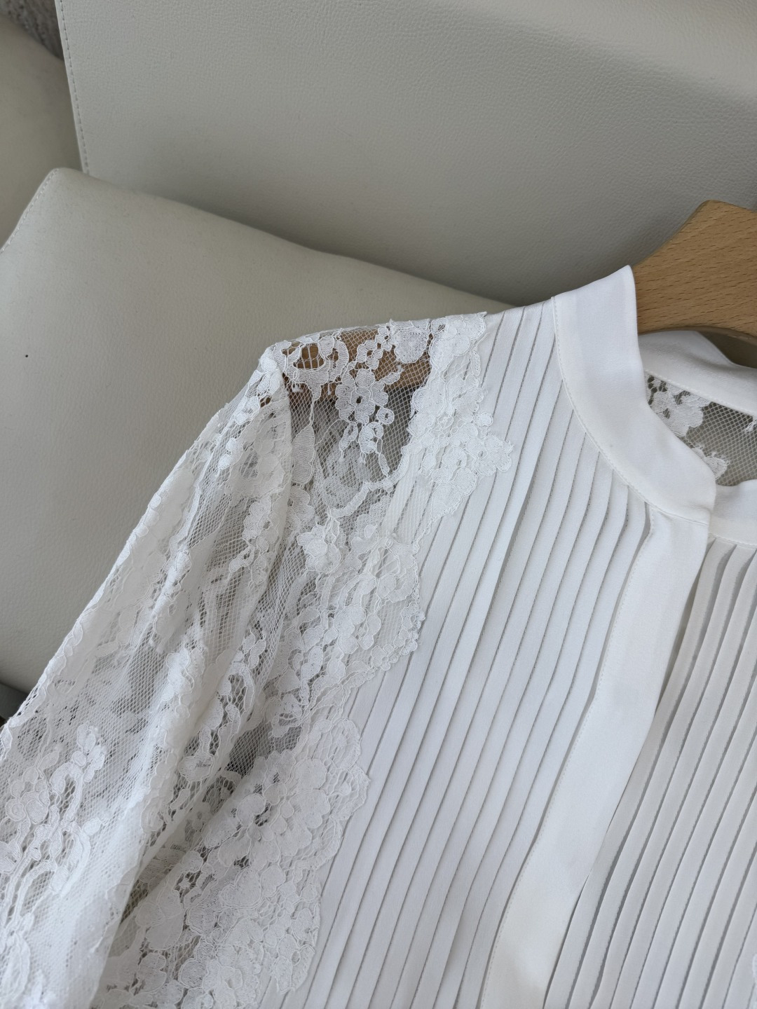 QD7656#新款衬衫💕ES 重工 顺宇丝 100% 真丝蕾丝绣花长袖衬衫 黑色 白色 SMLXL