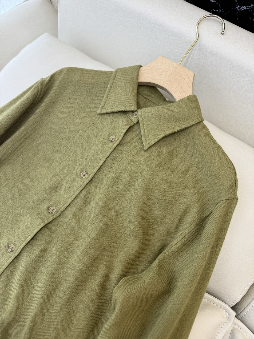 QD7918#新款衬衫💕Max mara 89%羊毛 长袖衬衫 绿色 白色 SMLXL