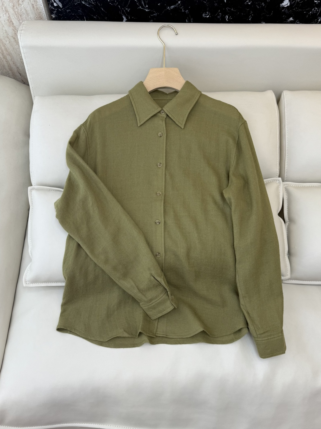 QD7918#新款衬衫💕Max mara 89%羊毛 长袖衬衫 绿色 白色 SMLXL