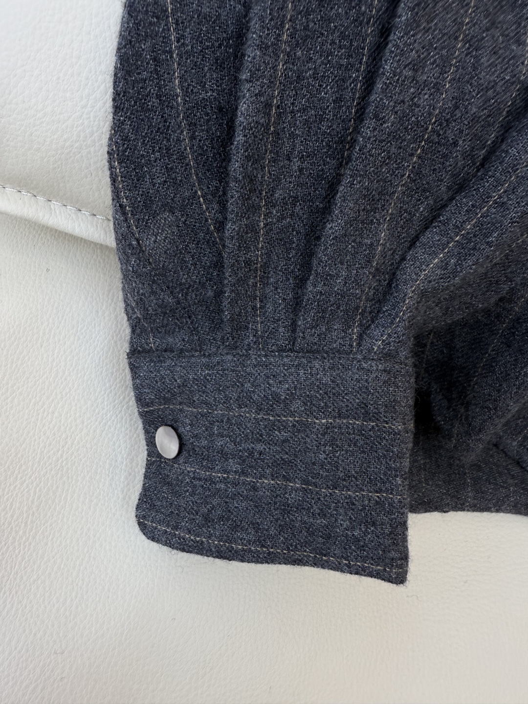 QD7934#新款衬衫💕The row 条纹100% 美丽奴羊毛 长袖衬衫 深灰色 SMLXL