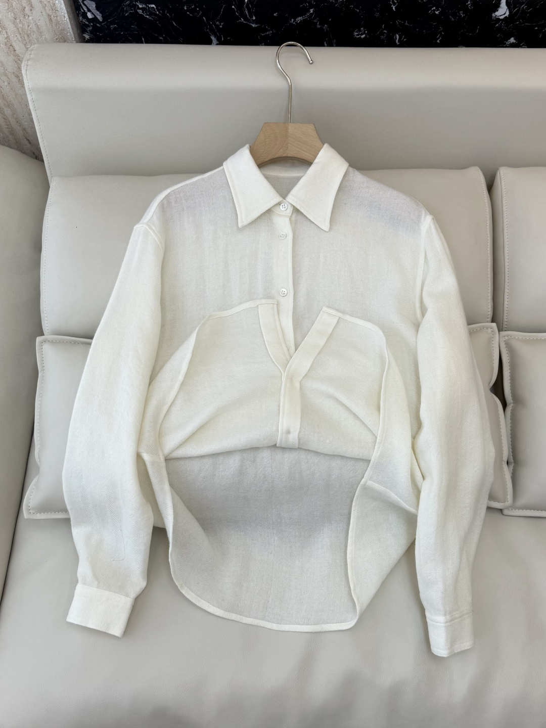 QD7918#新款衬衫💕Max mara 89%羊毛 长袖衬衫 绿色 白色 SMLXL