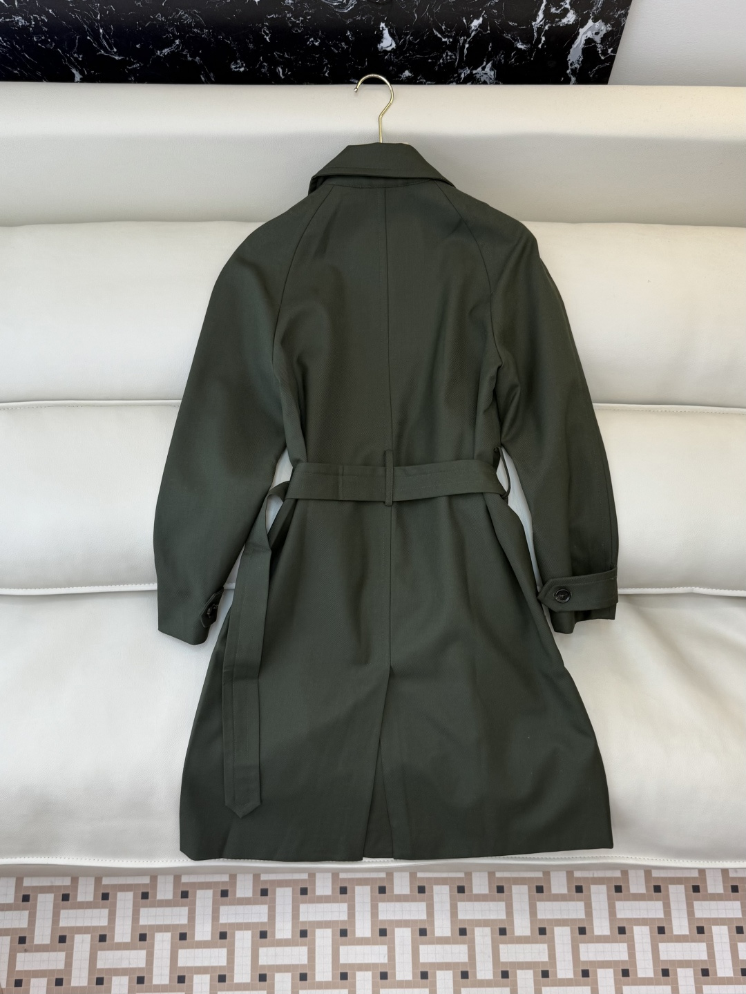 QD7911#新款风衣LP 顶级版 100% 美丽奴羊毛 长袖风衣 绿色 36-42