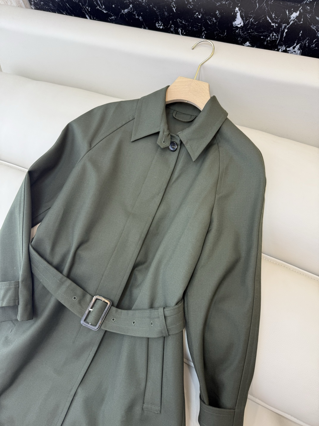 QD7911#新款风衣LP 顶级版 100% 美丽奴羊毛 长袖风衣 绿色 36-42