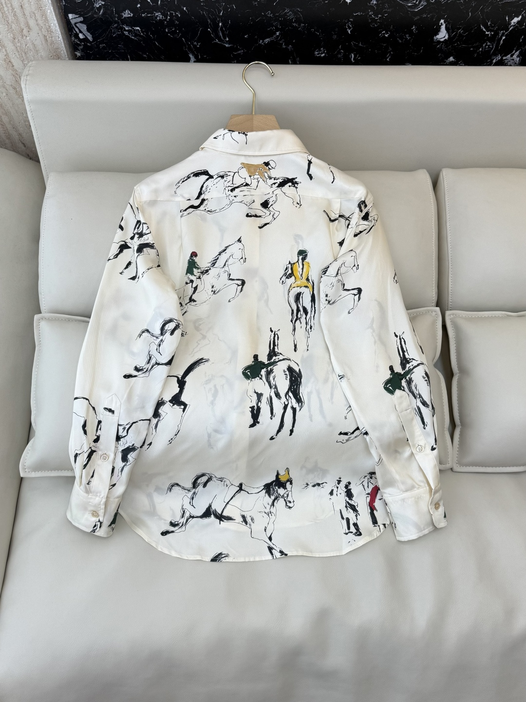 QD7902#新款衬衫💕LP 顶级版 水墨印花马图 长袖衬衫 米白色 36-42