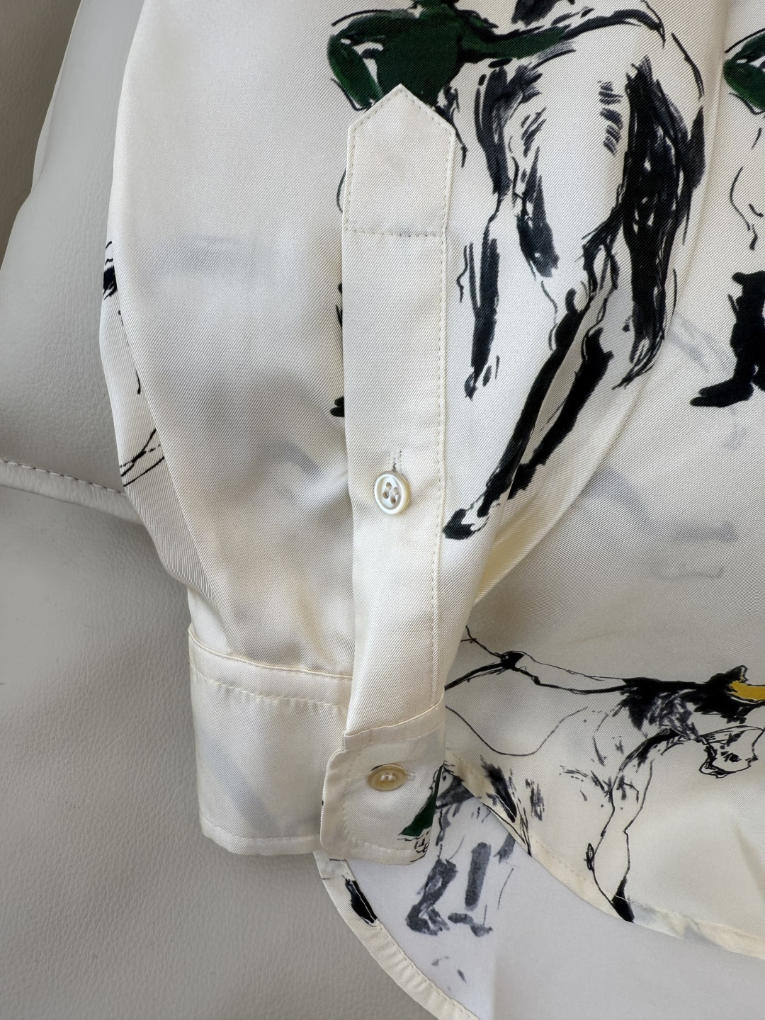 QD7902#新款衬衫💕LP 顶级版 水墨印花马图 长袖衬衫 米白色 36-42