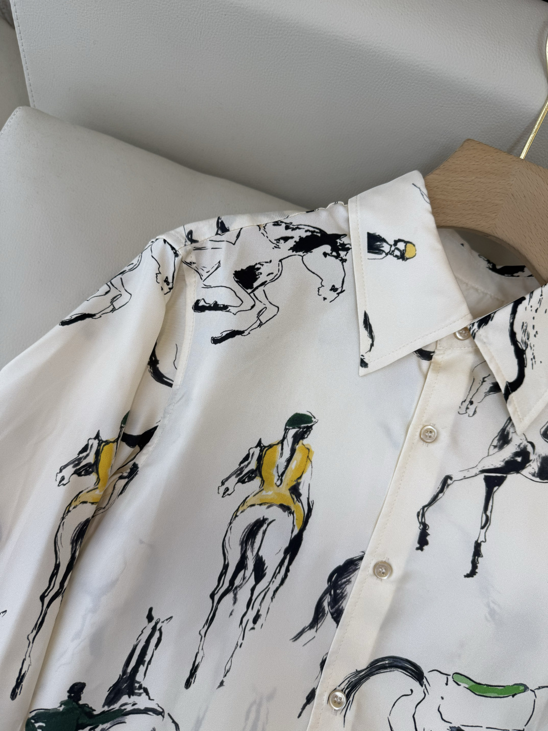 QD7902#新款衬衫💕LP 顶级版 水墨印花马图 长袖衬衫 米白色 36-42