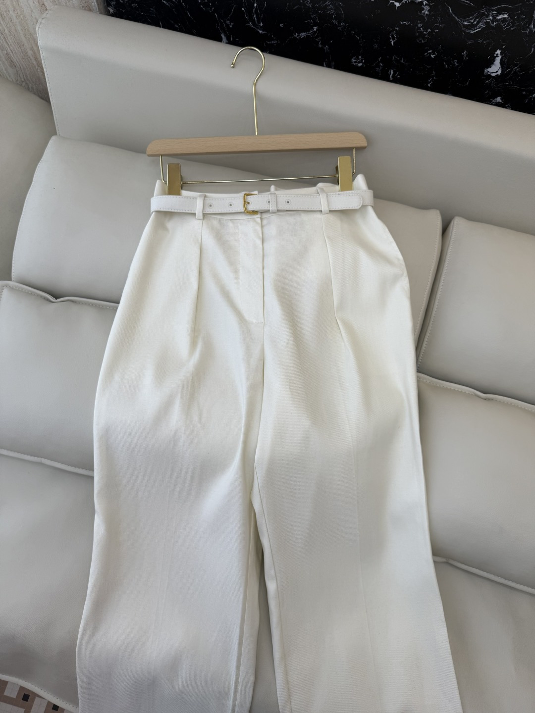QD7905#新款裤子💕LP 顶级版 配腰带 72%亚麻 长裤 米白色 36-42
