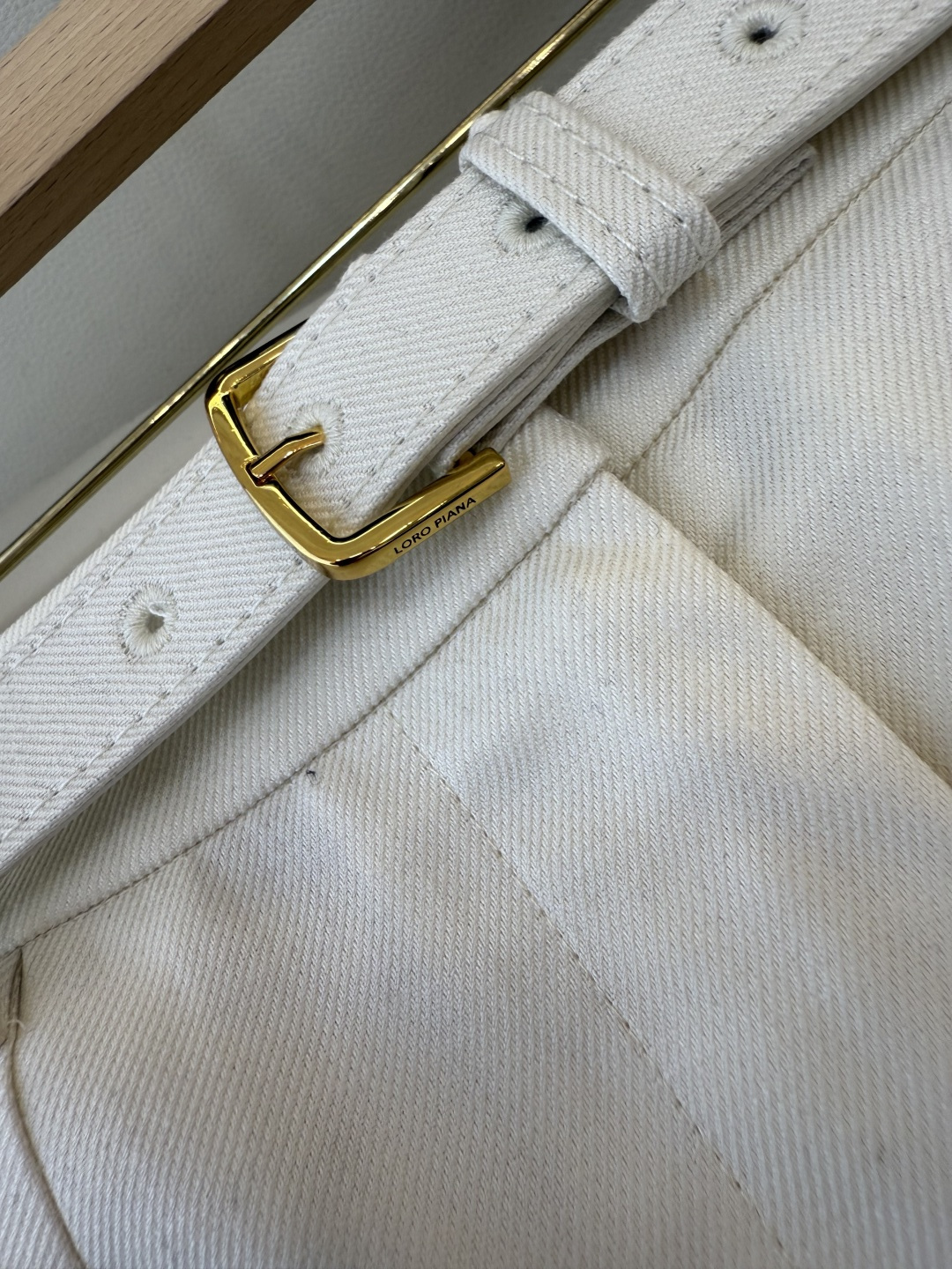 QD7905#新款裤子💕LP 顶级版 配腰带 72%亚麻 长裤 米白色 36-42