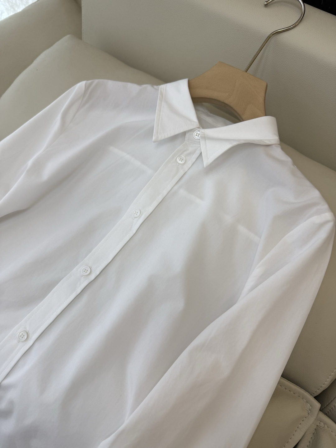 CY080#新款衬衫💕celine 凯旋门logo绣花 长款纯棉衬衫 白色 SML