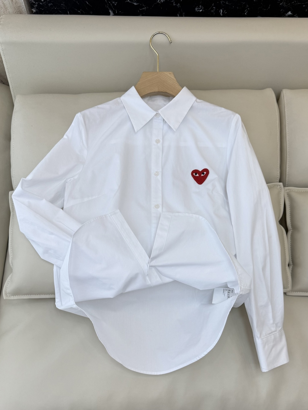 CY082#新款衬衫💕川久保玲 爱心绣花 长款纯棉衬衫 多色 SML