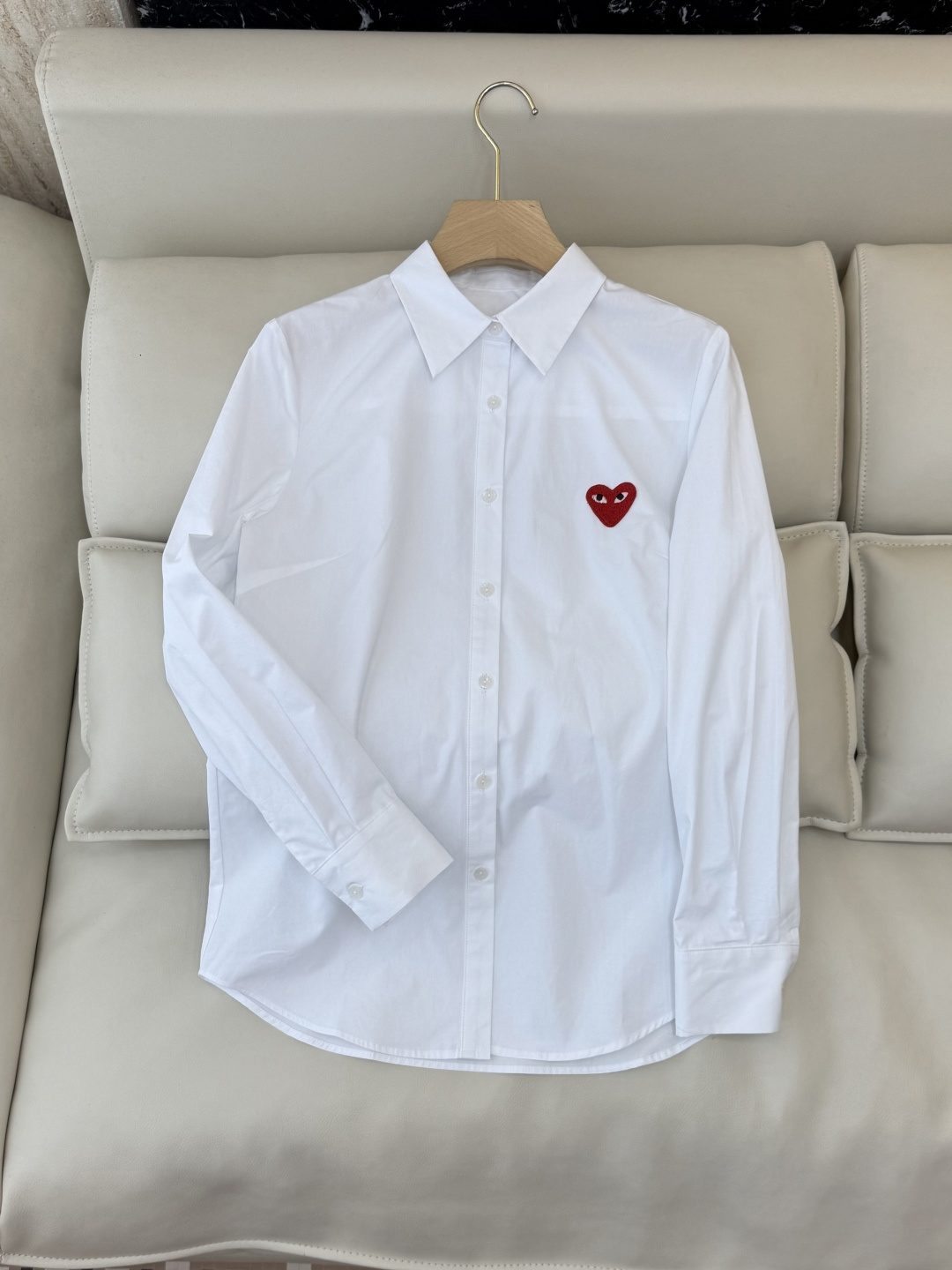 CY082#新款衬衫💕川久保玲 爱心绣花 长款纯棉衬衫 多色 SML