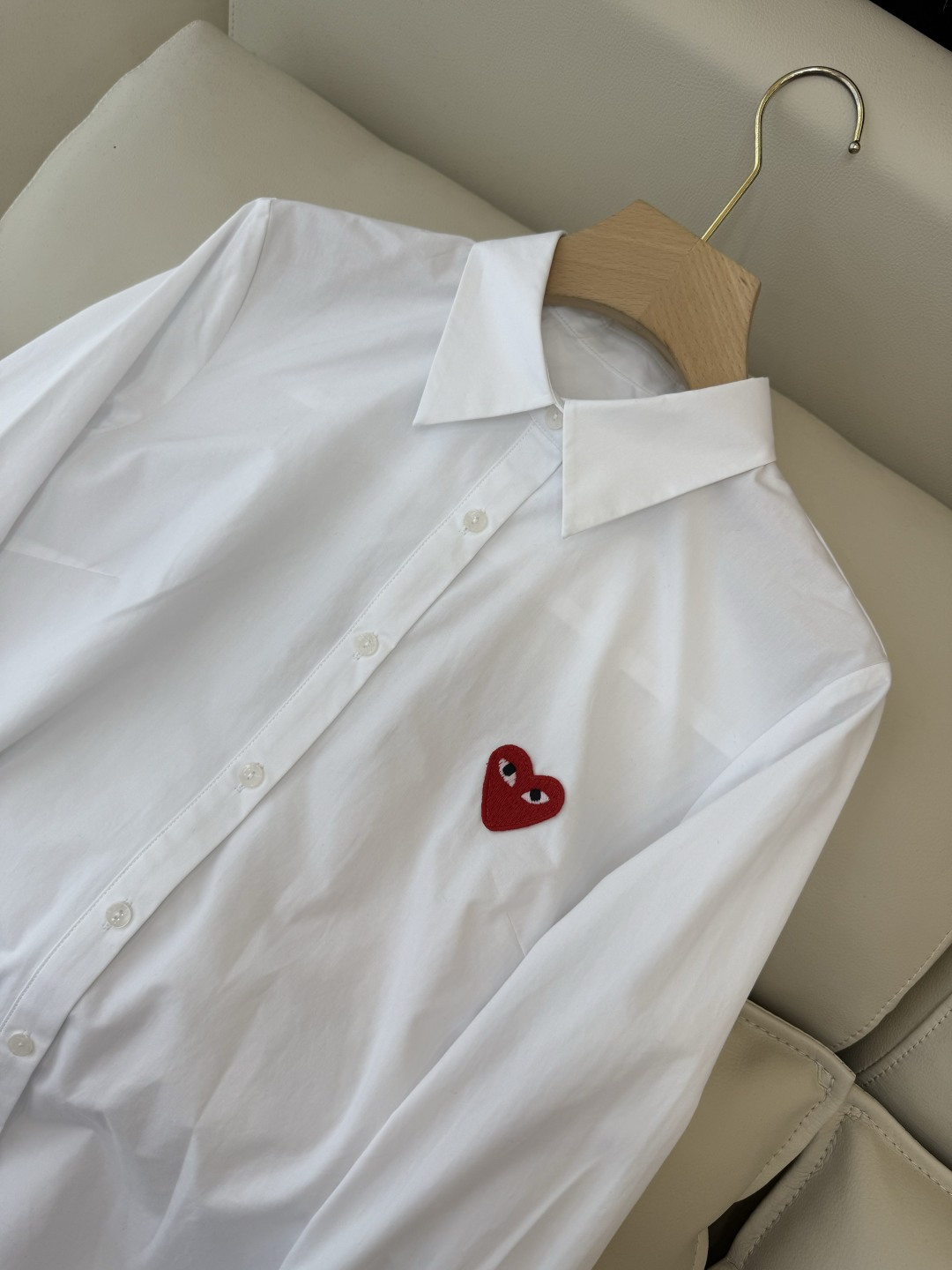 CY082#新款衬衫💕川久保玲 爱心绣花 长款纯棉衬衫 多色 SML