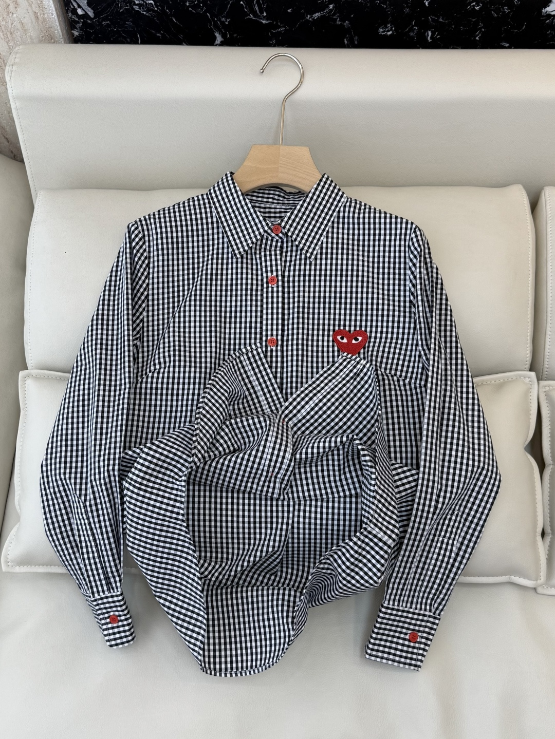 CY082#新款衬衫💕川久保玲 爱心绣花 长款纯棉衬衫 多色 SML