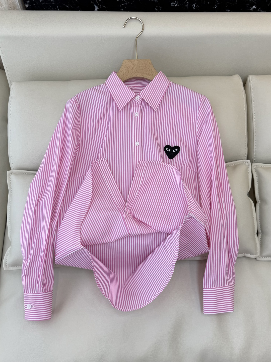 CY082#新款衬衫💕川久保玲 爱心绣花 长款纯棉衬衫 多色 SML