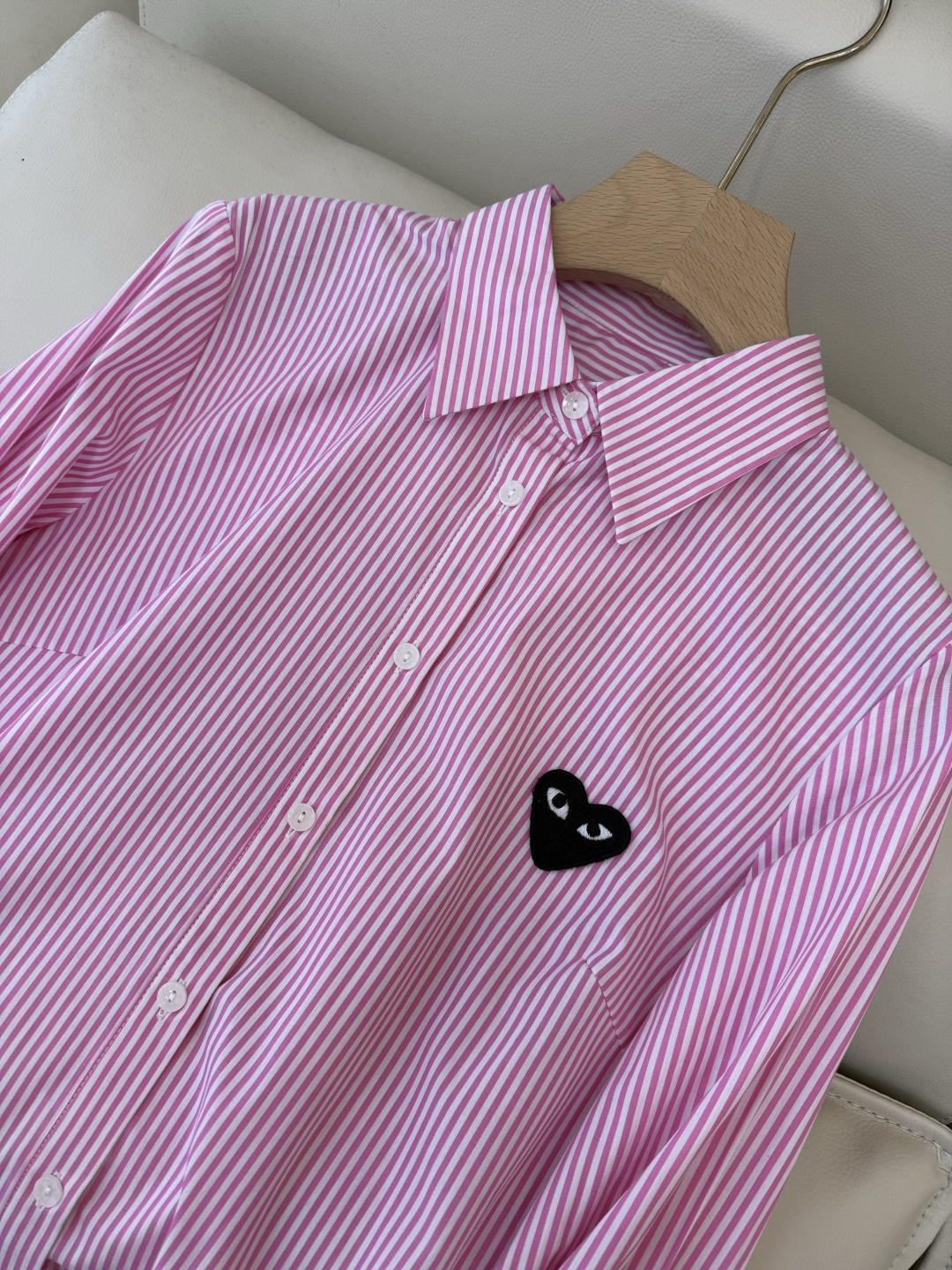 CY082#新款衬衫💕川久保玲 爱心绣花 长款纯棉衬衫 多色 SML