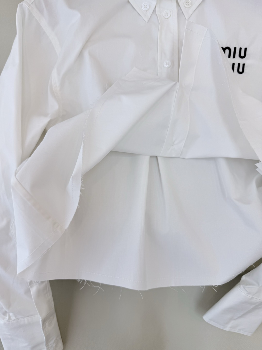 CY078#新款衬衫💕miu 家 字母绣花 长款纯棉衬衫 蓝色 白色 SML