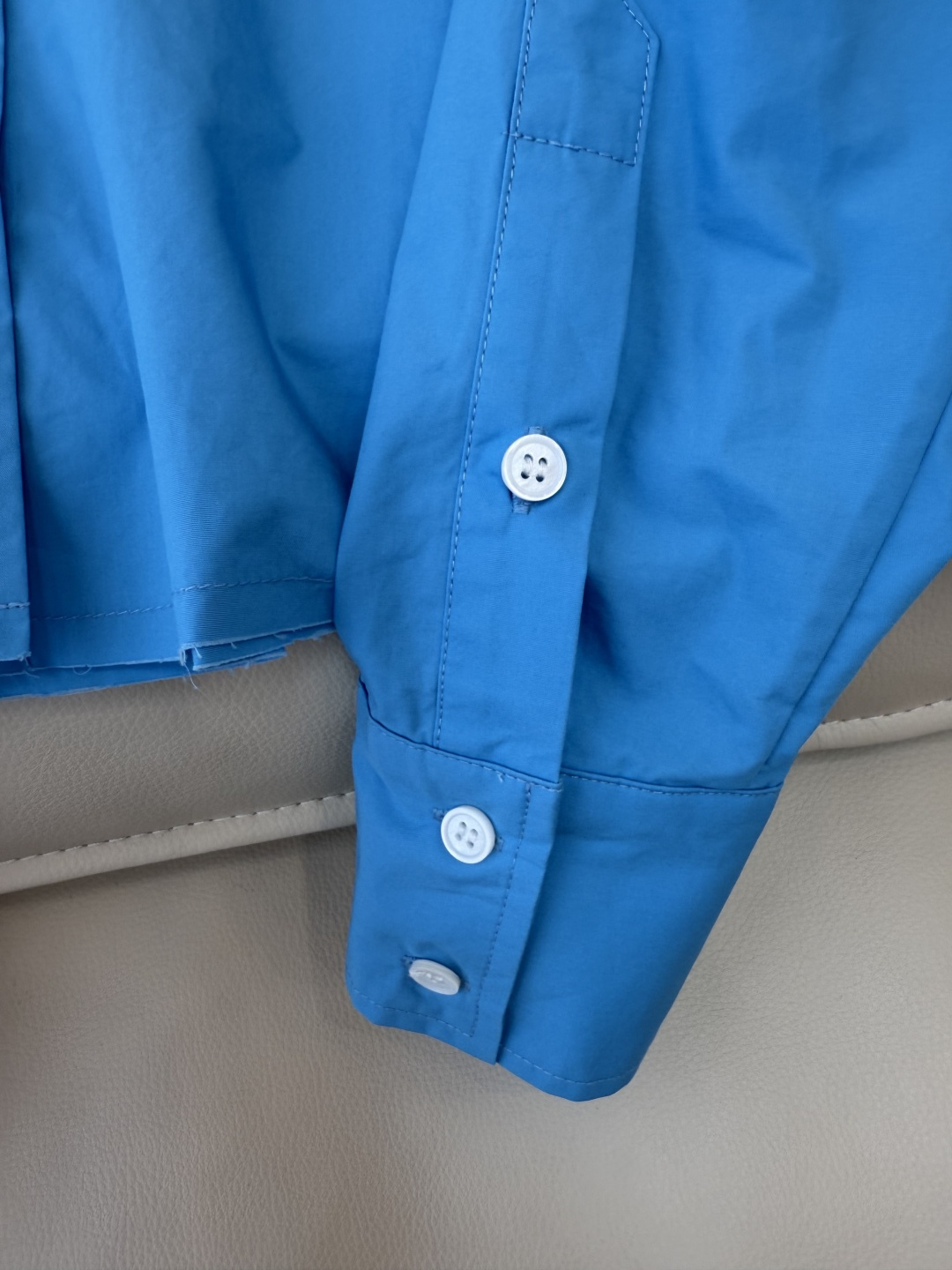 CY078#新款衬衫💕miu 家 字母绣花 长款纯棉衬衫 蓝色 白色 SML