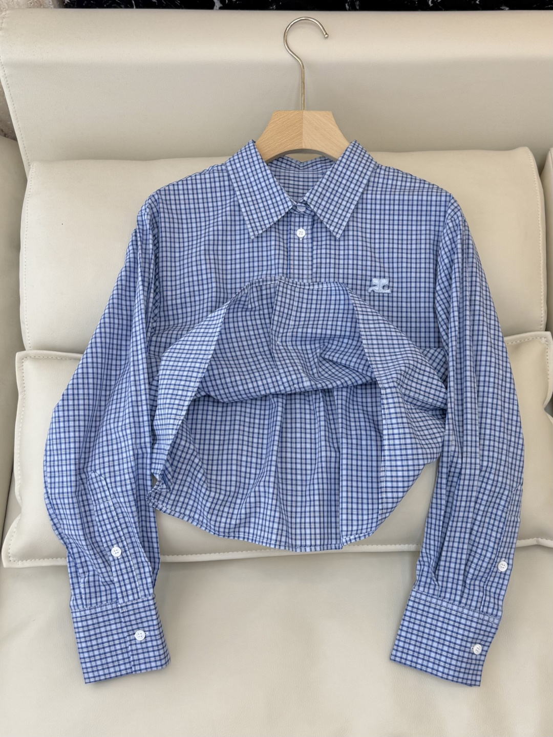 CY081#新款衬衫💕绣花 长款纯棉衬衫 白色 蓝色 SML