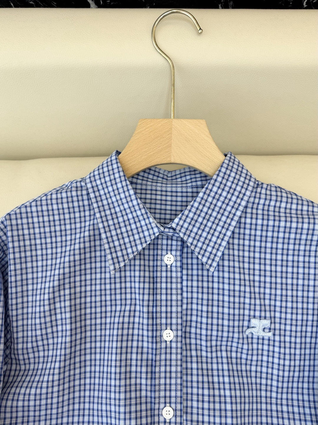 CY081#新款衬衫💕绣花 长款纯棉衬衫 白色 蓝色 SML