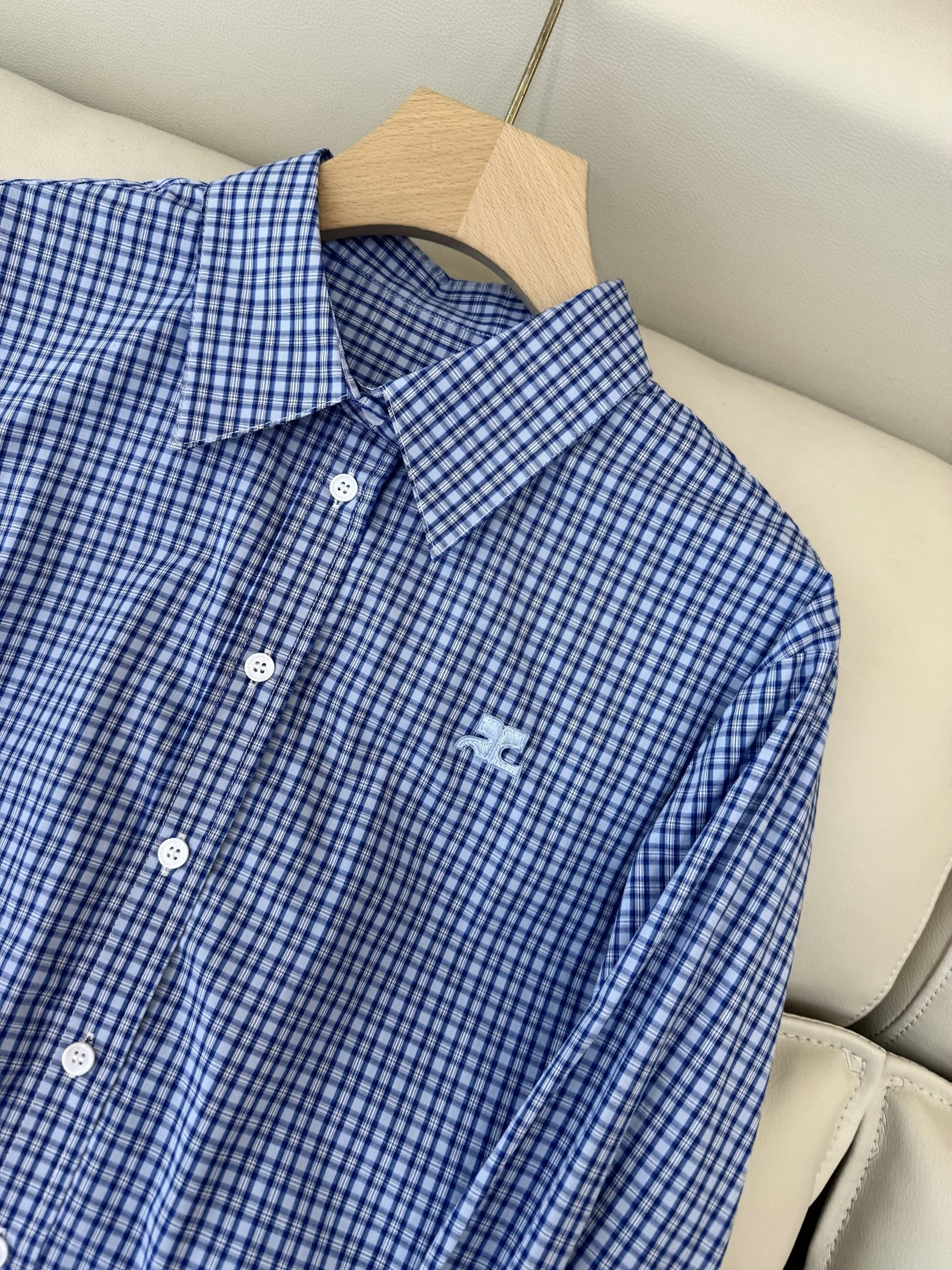 CY081#新款衬衫💕绣花 长款纯棉衬衫 白色 蓝色 SML