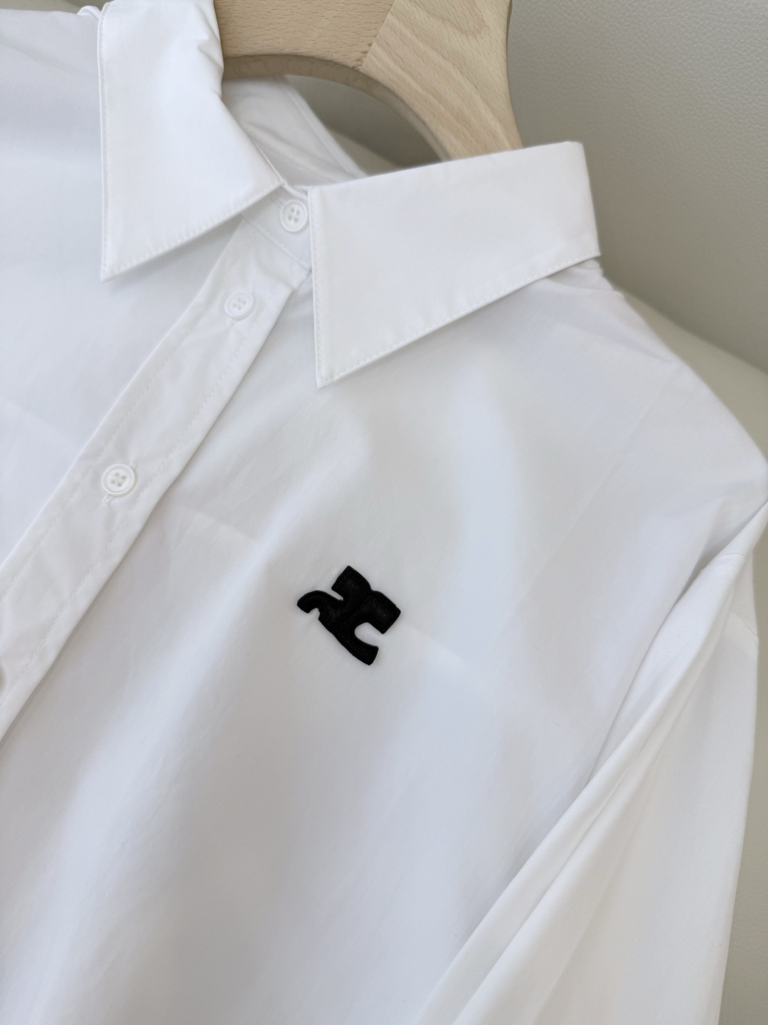 CY081#新款衬衫💕绣花 长款纯棉衬衫 白色 蓝色 SML