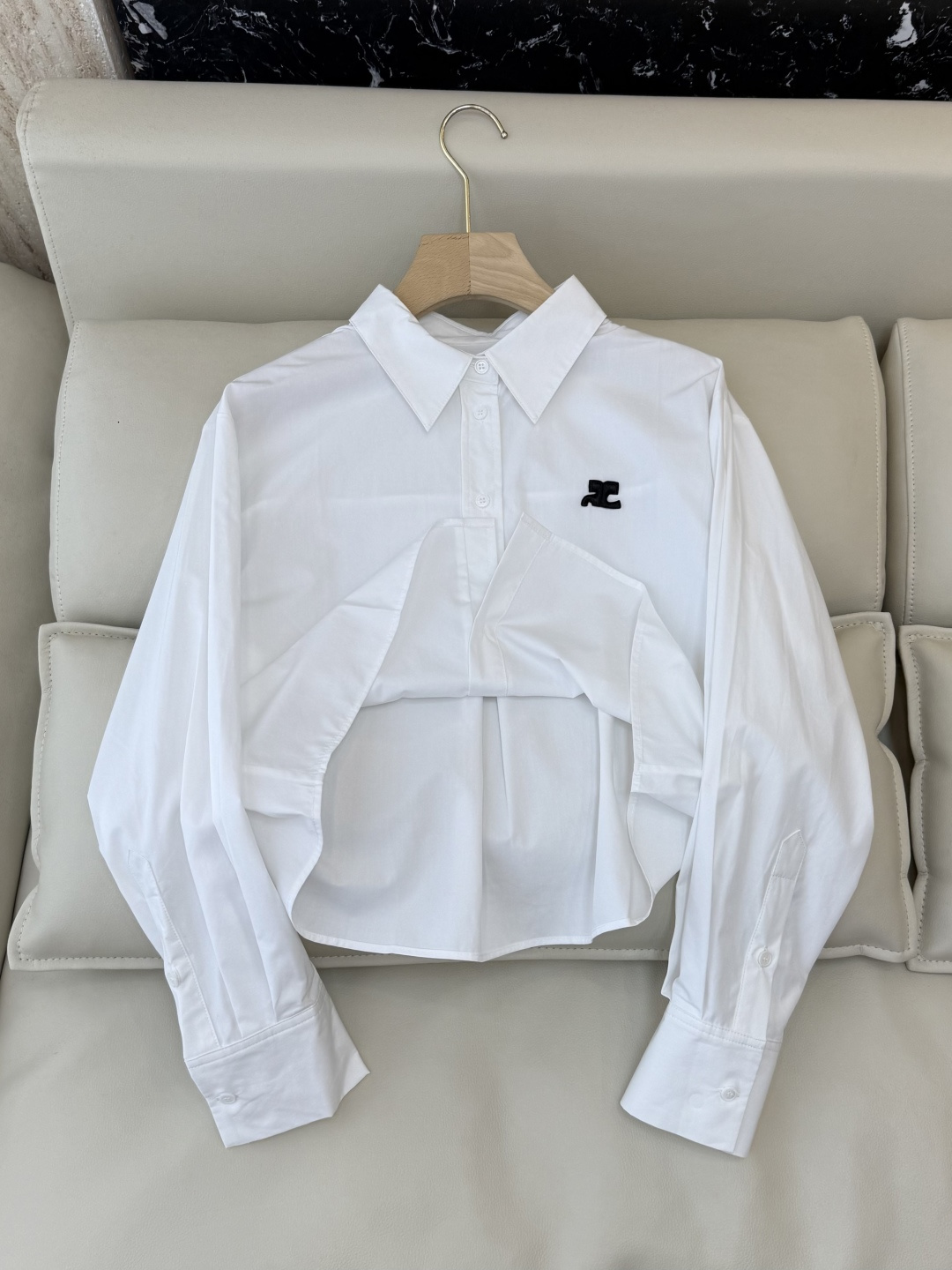 CY081#新款衬衫💕绣花 长款纯棉衬衫 白色 蓝色 SML