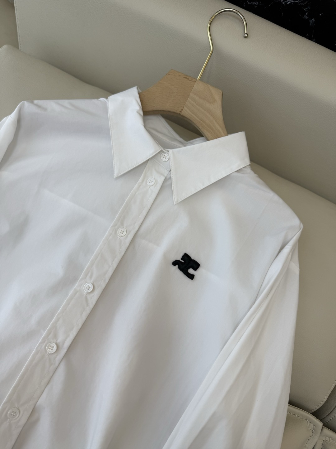 CY081#新款衬衫💕绣花 长款纯棉衬衫 白色 蓝色 SML