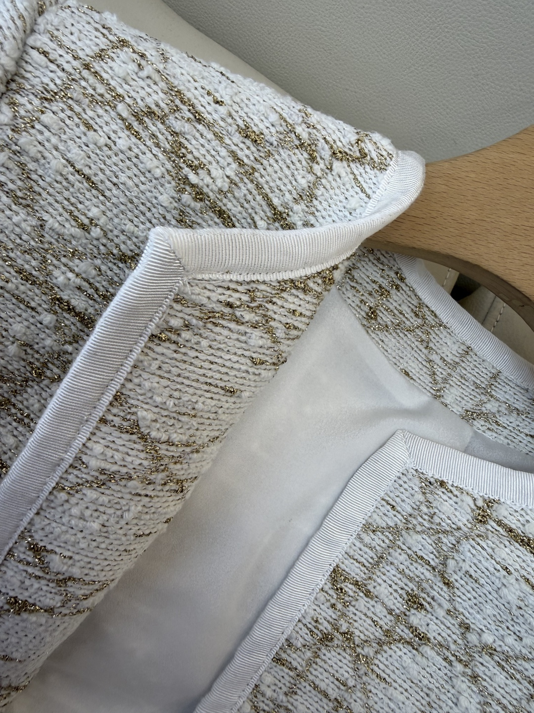 XZ0145#新款外套💕Dior 菱形格 长袖粗花呢外套 米白色SMLXL