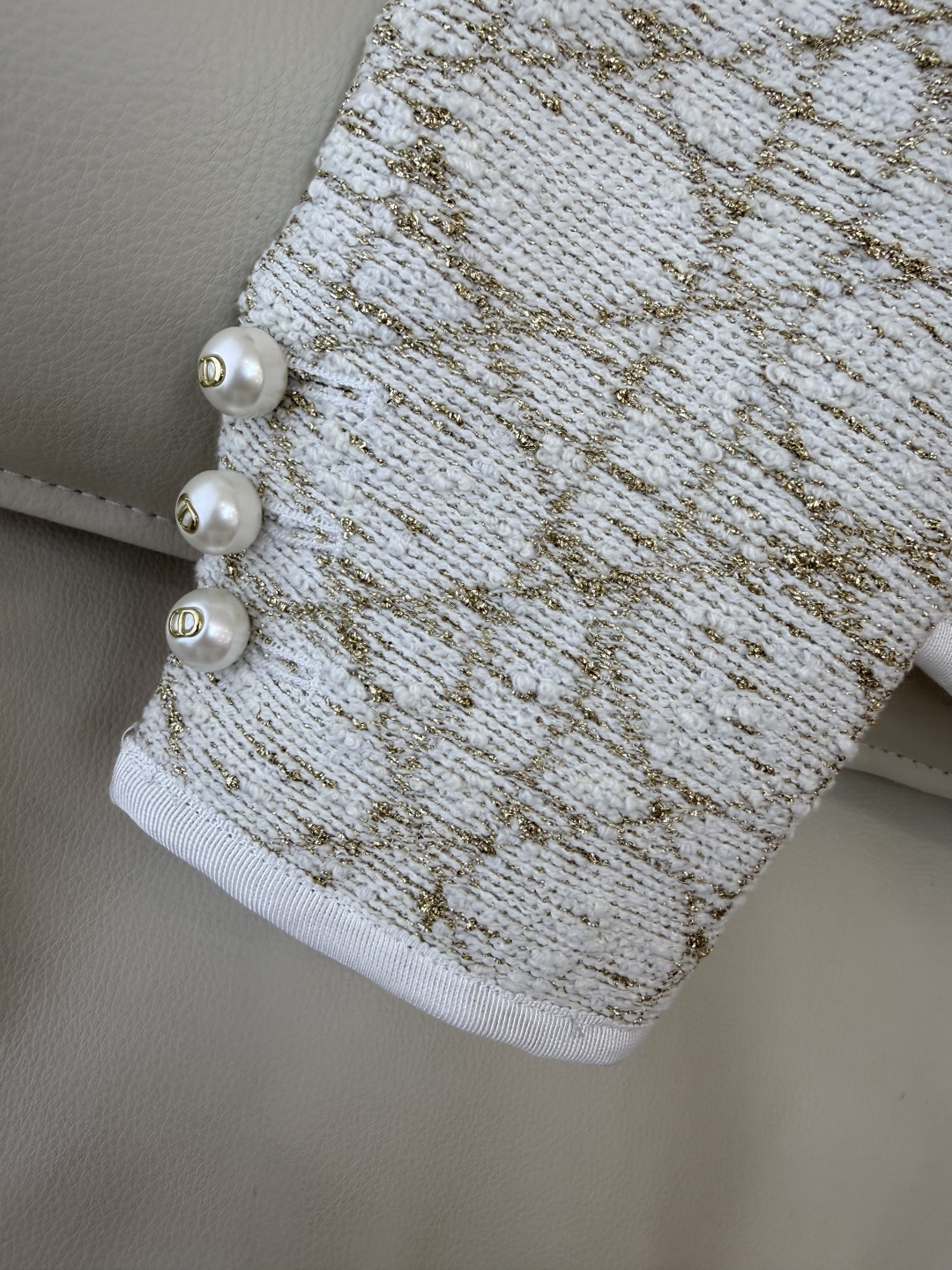 XZ0143#新款外套💕Dior 菱形格 长袖粗花呢外套 米白色 蓝色 SMLXL