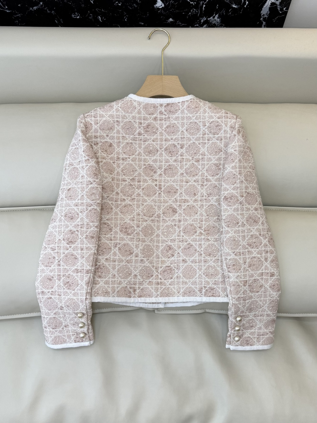 XZ0142#新款外套💕Dior 菱形格 长袖粗花呢外套 粉色 黑色 SMLXL