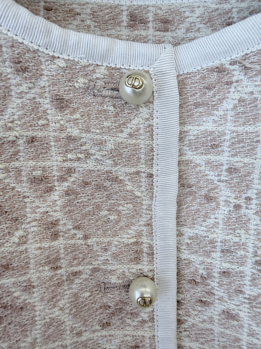 XZ0142#新款外套💕Dior 菱形格 长袖粗花呢外套 粉色 黑色 SMLXL