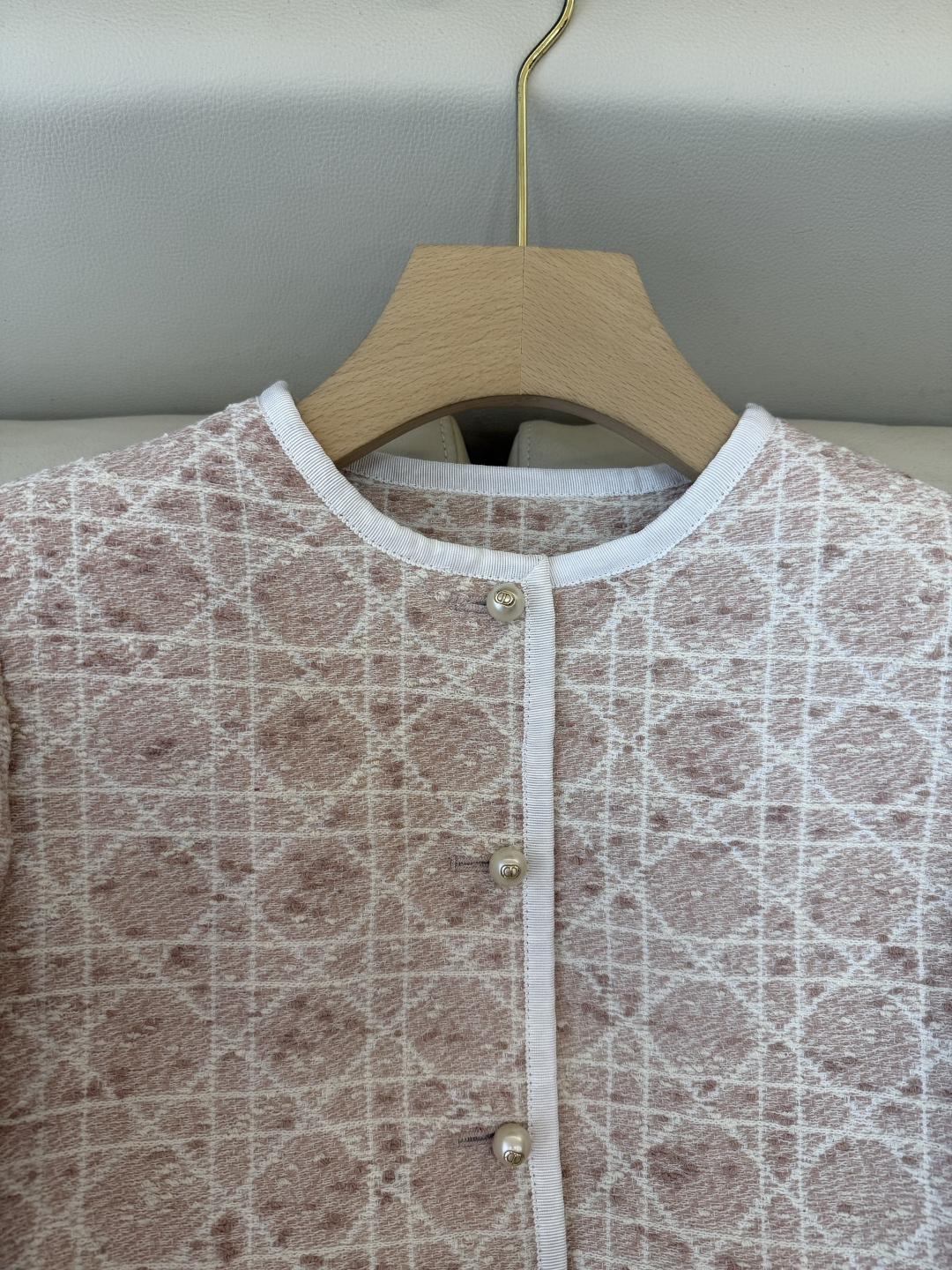 XZ0142#新款外套💕Dior 菱形格 长袖粗花呢外套 粉色 黑色 SMLXL