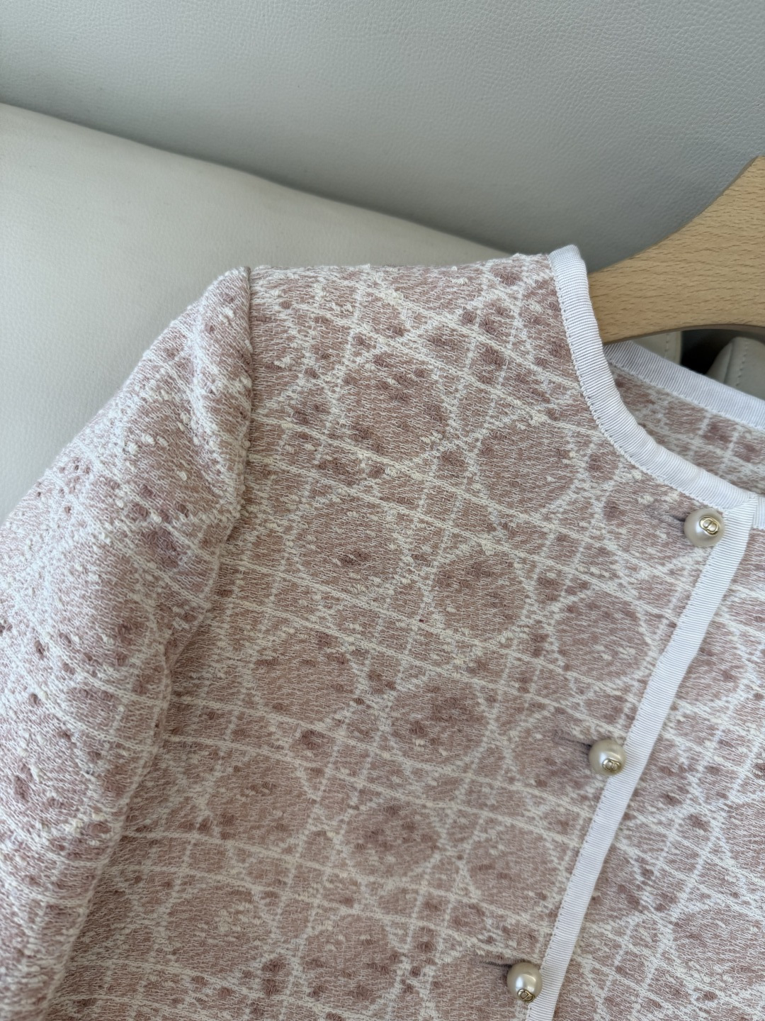 XZ0142#新款外套💕Dior 菱形格 长袖粗花呢外套 粉色 黑色 SMLXL