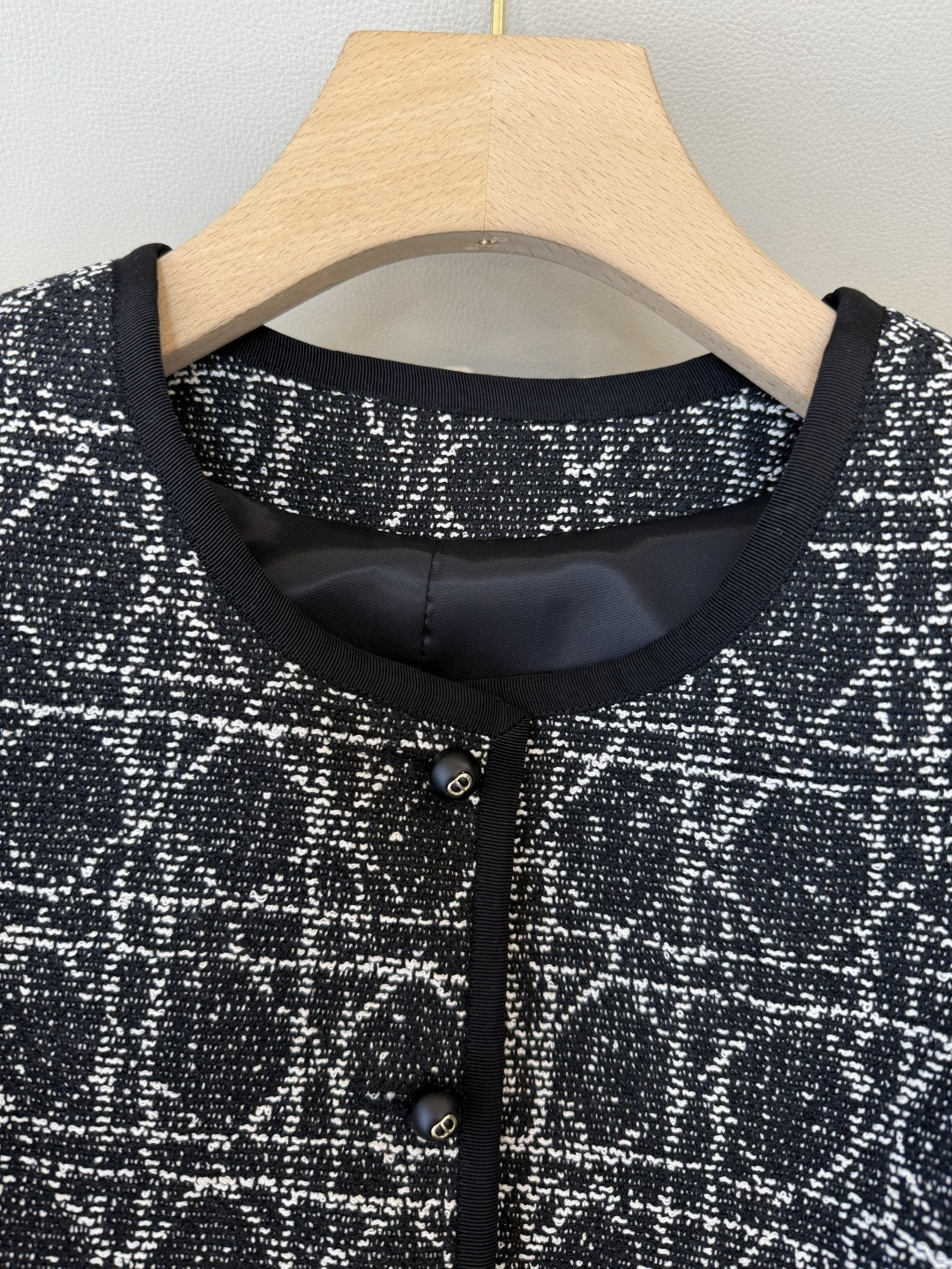 XZ0142#新款外套💕Dior 菱形格 长袖粗花呢外套 粉色 黑色 SMLXL